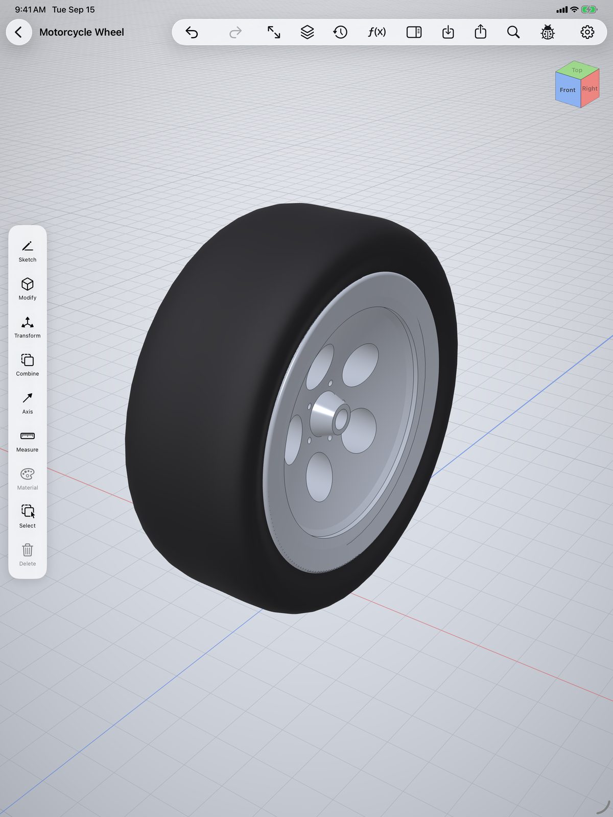 OpenShape3D on iPad: a motorcycle wheel