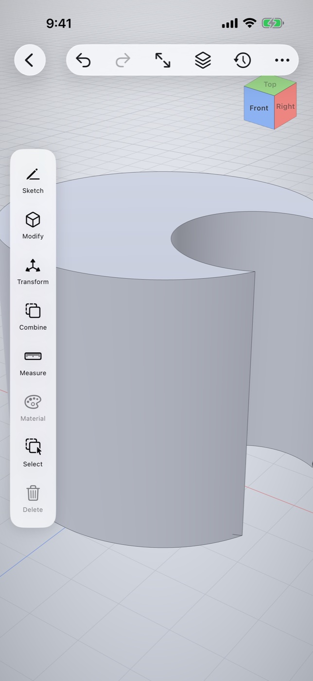 OpenShape3D on iPhone — a 3D solid in the modeling canvas