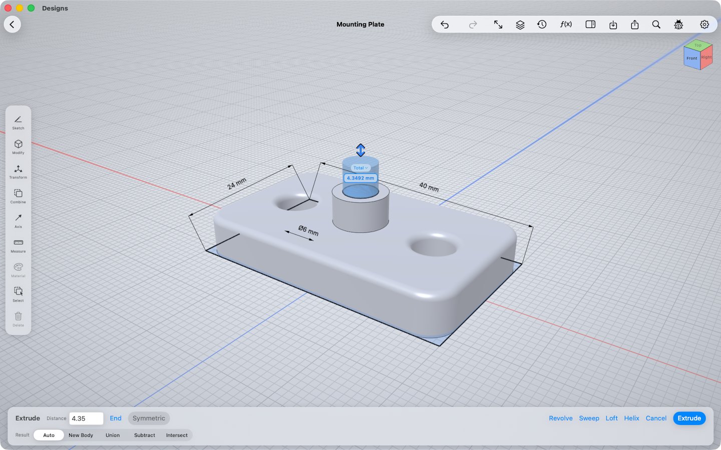 A live extrude preview on Mac